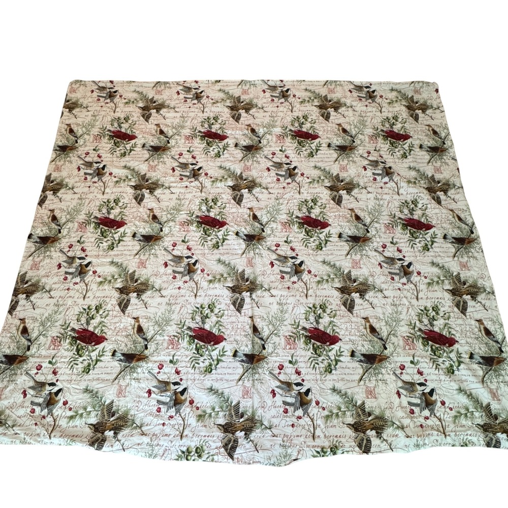 Pottery Barn Winter Birds King Duvet & 2 Euro Shams Cotton 3pc Set